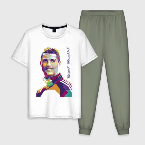 Мужская пижама с белой футболкой хлопок Bravo! Ronaldo!