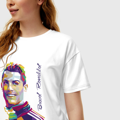 Женская футболка хлопок Oversize Bravo! Ronaldo!, цвет белый - фото 3