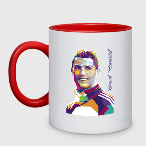 Кружка двухцветная Bravo! Ronaldo!, цвет белый + красный