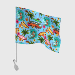 Флаг для автомобиля Пальмы, волны, серфинг