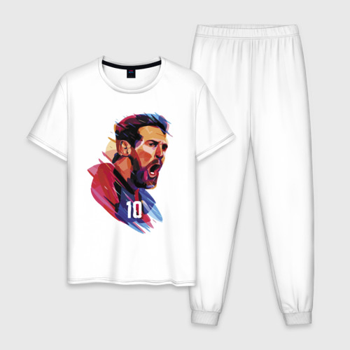 Мужская пижама хлопок Lionel Messi Barcelona Argentina Football, цвет белый