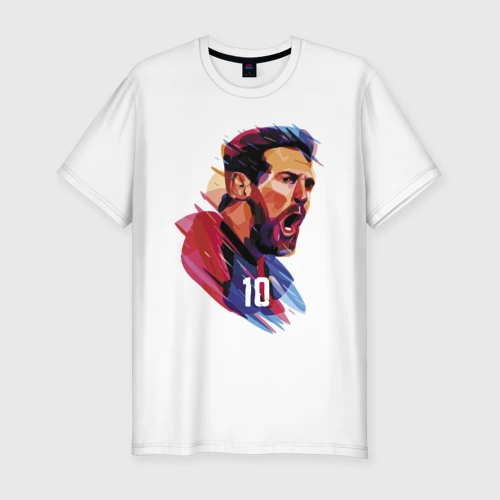 Мужская футболка хлопок Slim Lionel Messi Barcelona Argentina Football