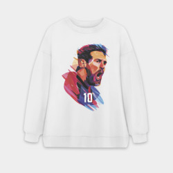Женский свитшот oversize без начеса хлопок Lionel Messi Barcelona Argentina Football
