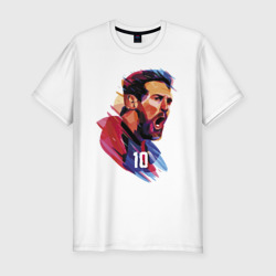 Мужская футболка хлопок Slim Lionel Messi Barcelona Argentina Football