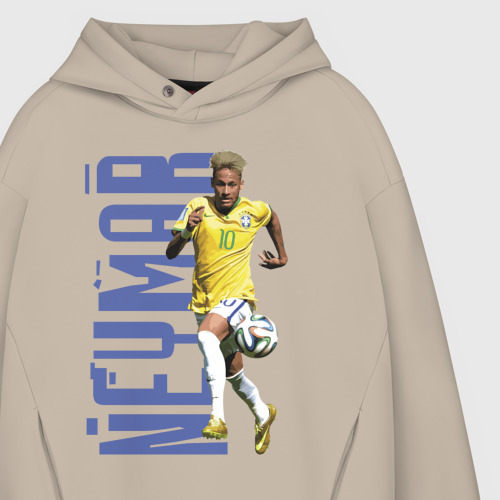 Мужское худи Oversize хлопок Neymar - striker, цвет миндальный - фото 4