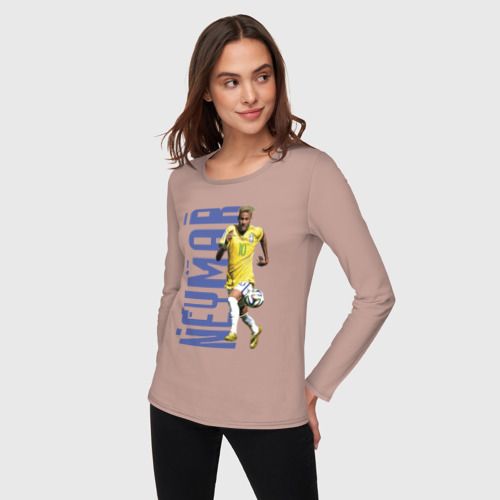 Женский лонгслив хлопок Neymar - striker, цвет пыльно-розовый - фото 3