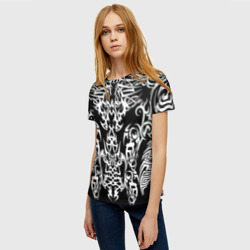 Женская футболка 3D Тату черно белое узор - фото 2