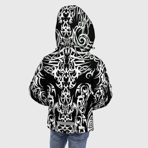 Зимняя куртка для мальчиков 3D Тату черно белое узор, цвет черный - фото 4