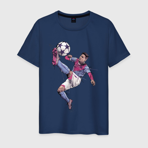 Мужская футболка хлопок Messi Barcelona Argentina, цвет темно-синий