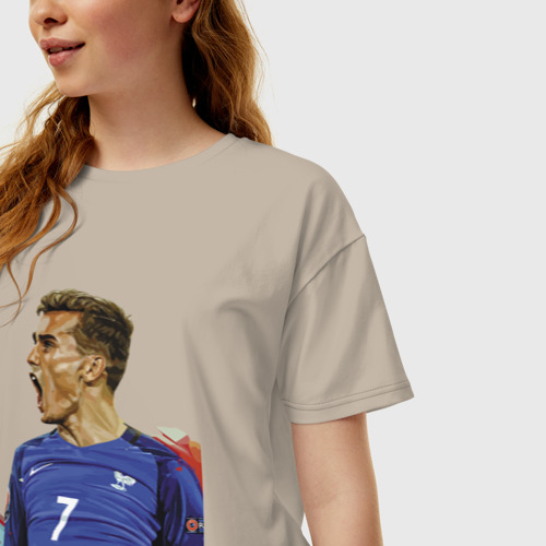 Женская футболка хлопок Oversize Antoine Griezmann, цвет миндальный - фото 3
