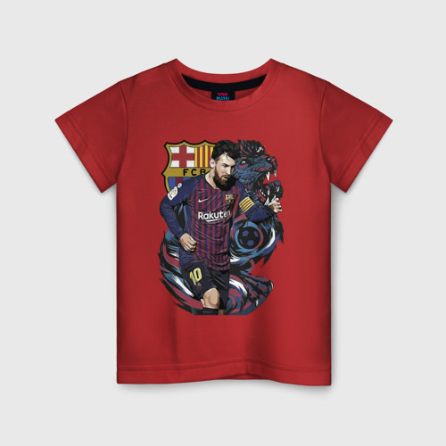 Детская футболка хлопок Messi Barcelona Argentina Striker, цвет красный