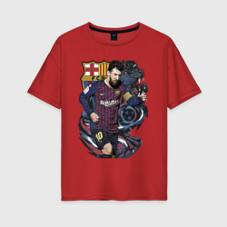 Женская футболка хлопок Oversize Messi Barcelona Argentina Striker