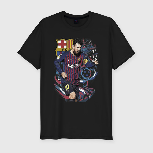Мужская футболка хлопок Slim Messi Barcelona Argentina Striker, цвет черный