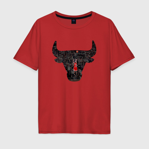 Мужская футболка хлопок Oversize Bulls - Jordan, цвет красный