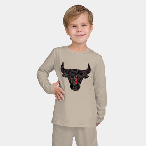 Детская пижама с лонгсливом хлопок Bulls - Jordan, цвет миндальный - фото 3
