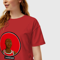 Женская футболка хлопок Oversize Retro pixel Jordan - фото 2
