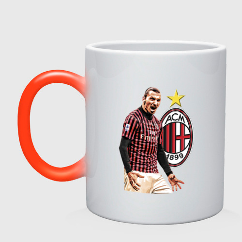 Кружка хамелеон Zlatan Ibrahimovic Milan Italy, цвет белый + красный