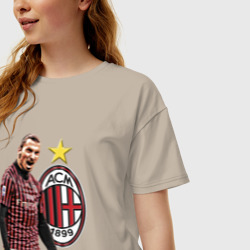 Женская футболка хлопок Oversize Zlatan Ibrahimovic Milan Italy - фото 2