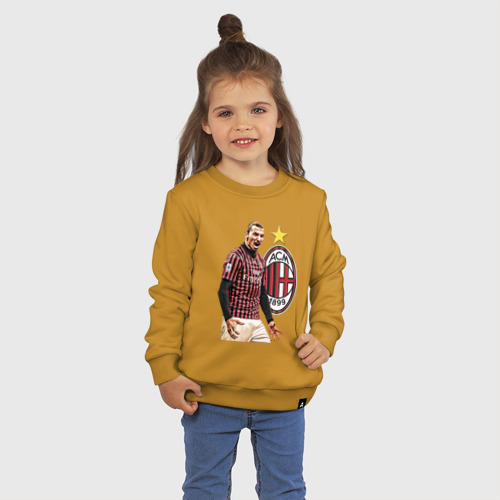 Детский свитшот хлопок Zlatan Ibrahimovic Milan Italy, цвет горчичный - фото 3