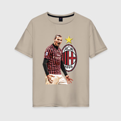 Женская футболка хлопок Oversize Zlatan Ibrahimovic Milan Italy