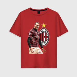 Женская футболка хлопок Oversize Zlatan Ibrahimovic Milan Italy