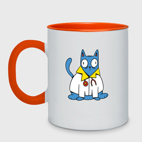 Кружка двухцветная с принтом Cat doctor: trust me, вид спереди #2