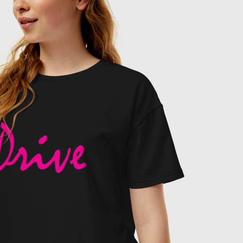 Женская футболка хлопок Oversize Drive, цвет черный - фото 3