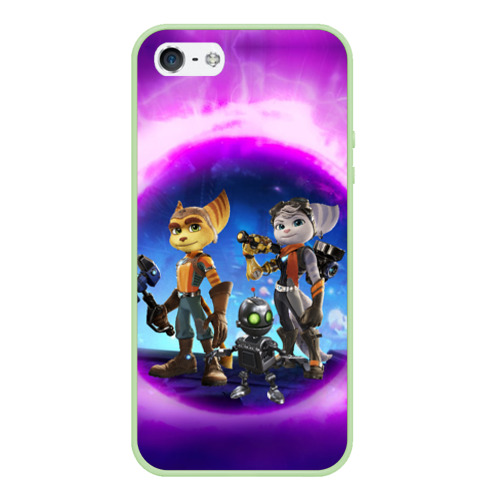 Чехол для iPhone 5/5S матовый Ratchet & Clank 2 Rift Apart, цвет салатовый