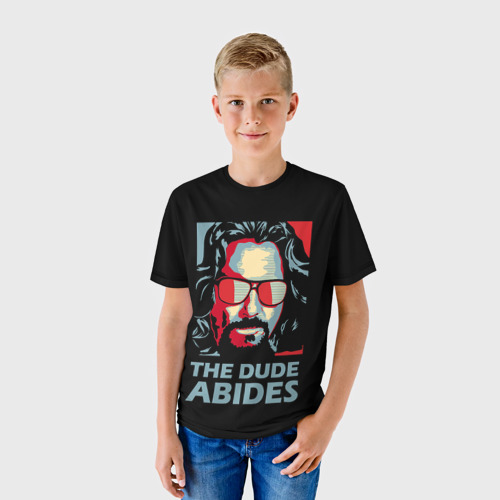 Детская футболка 3D с принтом The Dude Abides (Лебовски), фото на моделе #1