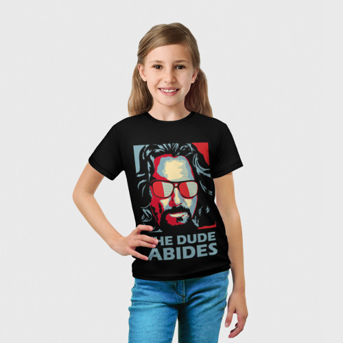 Детская футболка 3D с принтом The Dude Abides (Лебовски), вид сбоку #3