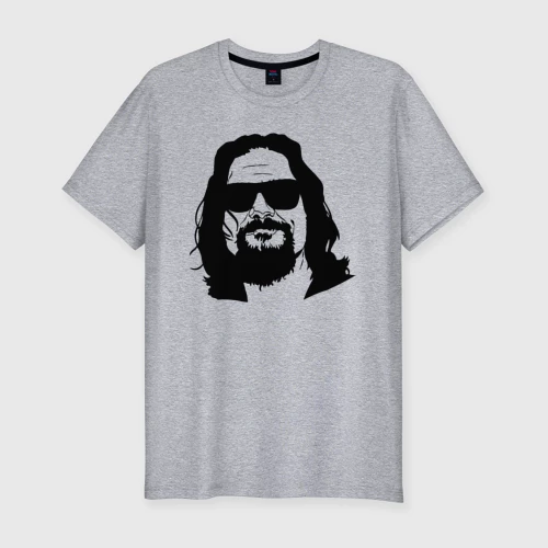 Мужская футболка хлопок Slim с принтом Большой Лебовски Big Lebowski, вид спереди #2