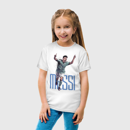 Детская футболка хлопок Lionel Messi Barcelona Argentina Striker!, цвет белый - фото 5