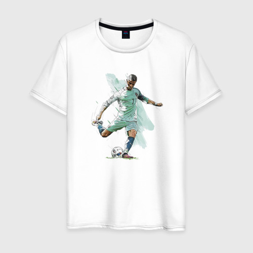 Мужская футболка хлопок Ronaldo - striker - Portugal - Manchester United, цвет белый