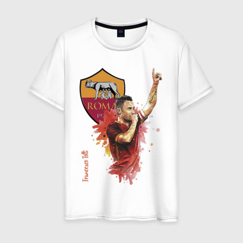 Мужская футболка из хлопка с принтом Francesco Totti - Roma - Italy, вид спереди №1