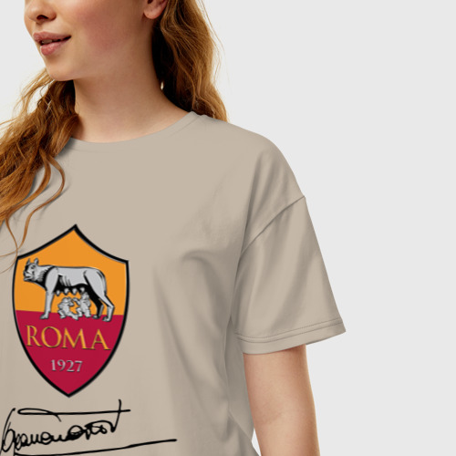 Женская футболка хлопок Oversize Francesco Totti, Roma, цвет миндальный - фото 3