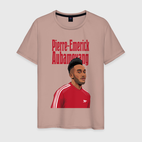 Мужская футболка хлопок Pierre-Emerick Aubameyang - Arsenal - striker, цвет пыльно-розовый