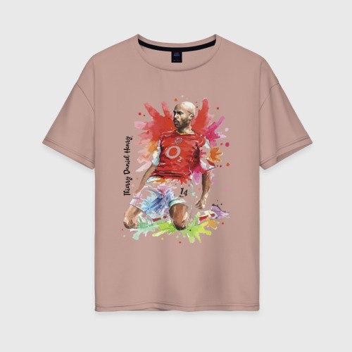 Женская футболка хлопок Oversize Thierry Daniel Henry, цвет пыльно-розовый