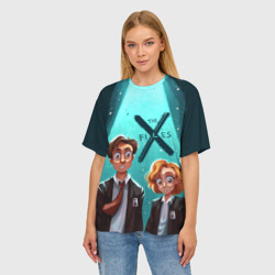 Женская футболка oversize 3D Fox Mulder and Dana Scully - фото 2