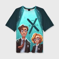 Женская футболка oversize 3D Fox Mulder and Dana Scully