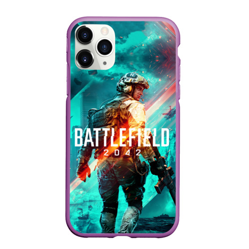 Чехол для iPhone 11 Pro Max матовый Battlefield 2042, цвет фиолетовый