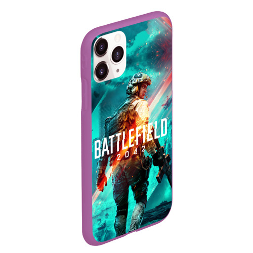 Чехол для iPhone 11 Pro Max матовый Battlefield 2042, цвет фиолетовый - фото 3