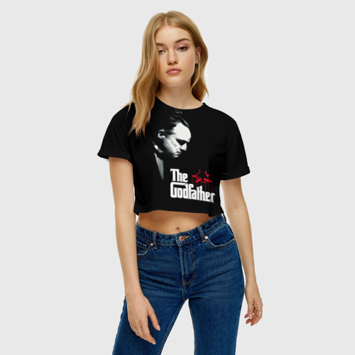 Женская футболка Crop-top 3D Крестный отец, цвет 3D печать - фото 3