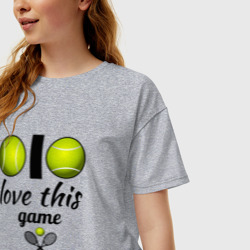 Женская футболка хлопок Oversize Я люблю теннис - фото 2