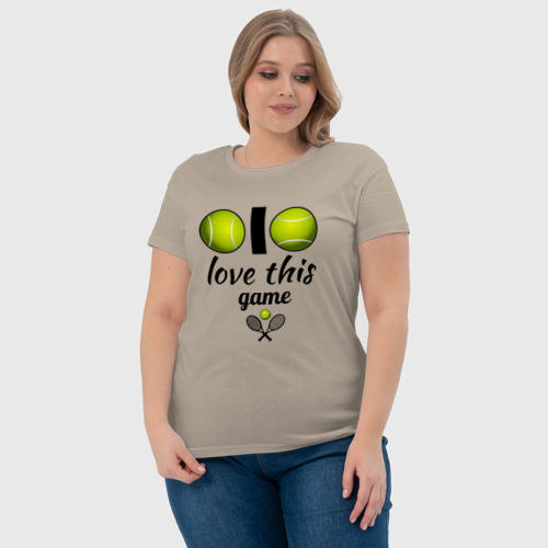 Женская футболка хлопок с принтом Я люблю теннис, фото #4