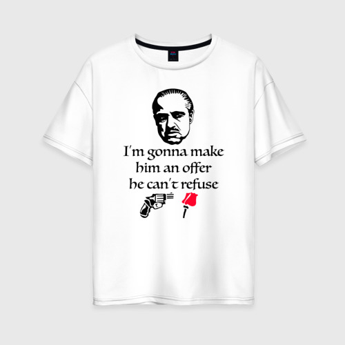 Женская футболка оверсайз из хлопка с принтом The Godfather, Дон Корлеоне, вид спереди №1
