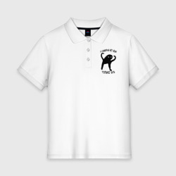 Женское поло хлопок ЪУЪ съука самурайский путь мем с котом