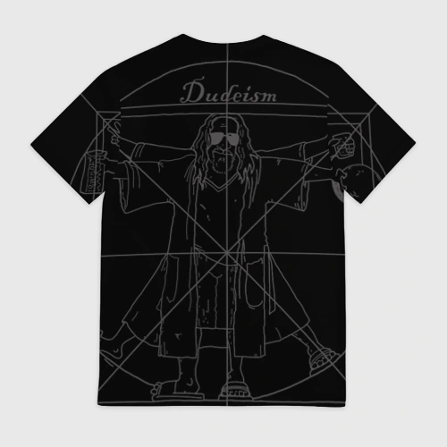 Мужская футболка 3D с принтом Dudeism - Большой Лебовский, вид сзади #1