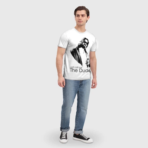 Мужская футболка 3D с принтом Just call me the Dude, вид сбоку #3