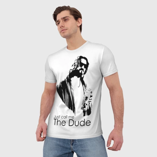 Мужская футболка 3D с принтом Just call me the Dude, фото на моделе #1