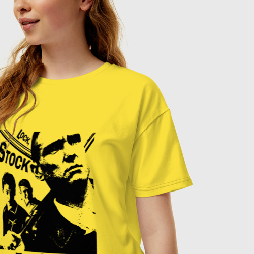Женская футболка хлопок Oversize Карты, деньги, два ствола, цвет желтый - фото 3